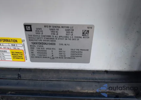 2017 GMC Acadia Limited из США, поврежденный, VIN 1GKKVSKD0HJ194030